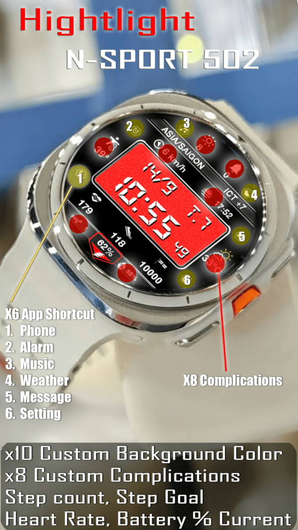 N-Sport502 Digital N-Sport Watch Face - Hình Ảnh 3