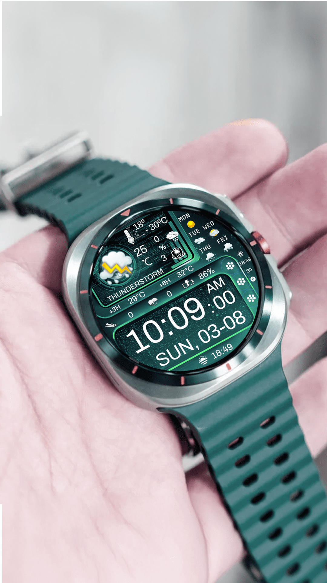 Samsung Galaxy Watch faces - N-SPORT762-Digital Weather Watch Face