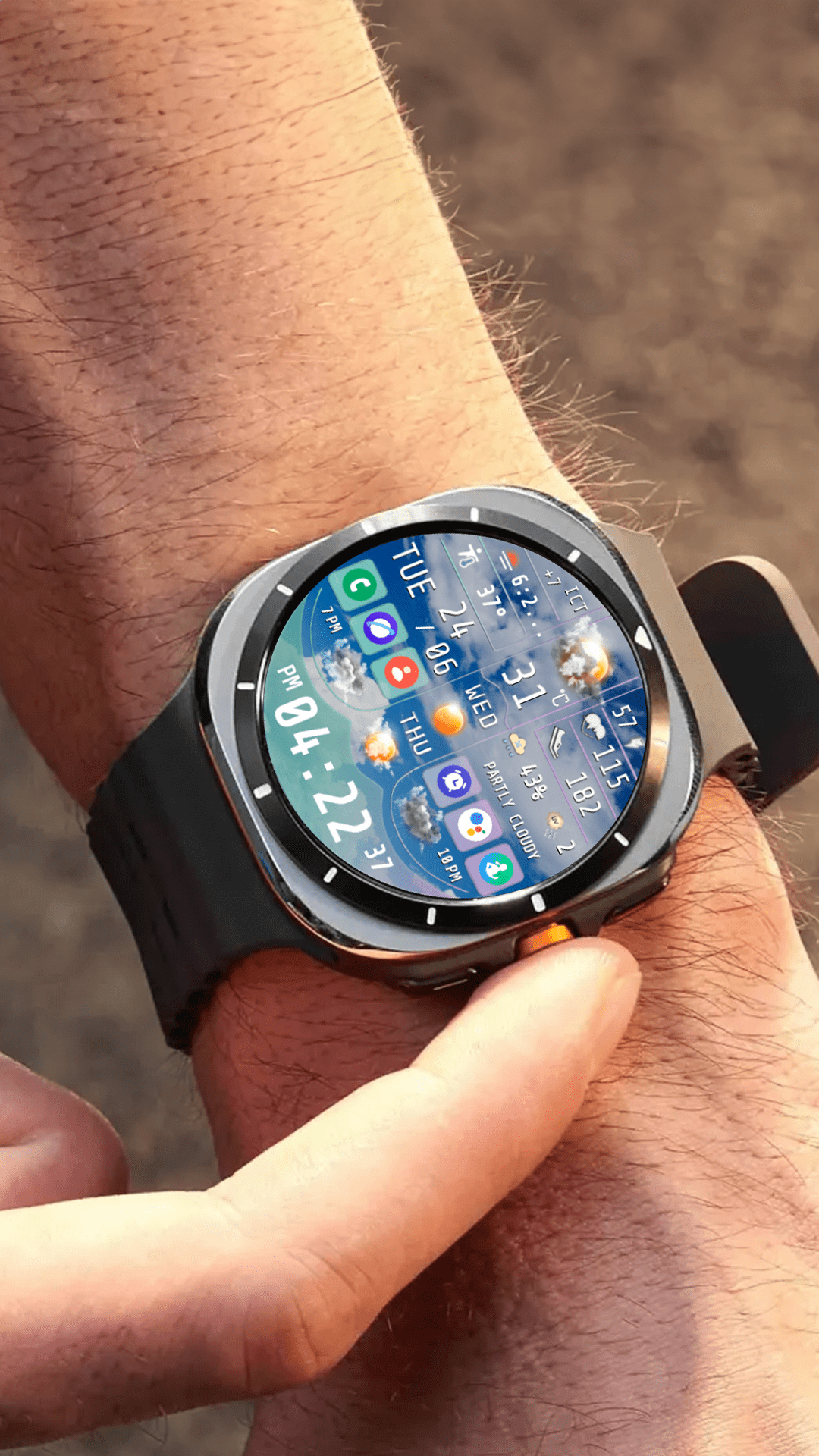 Samsung Galaxy Watch faces - N-SPORT754 Weather Dial N-SPORT Watch Face for samsung galaxy watch 7 ultra,4,5,6 wearos