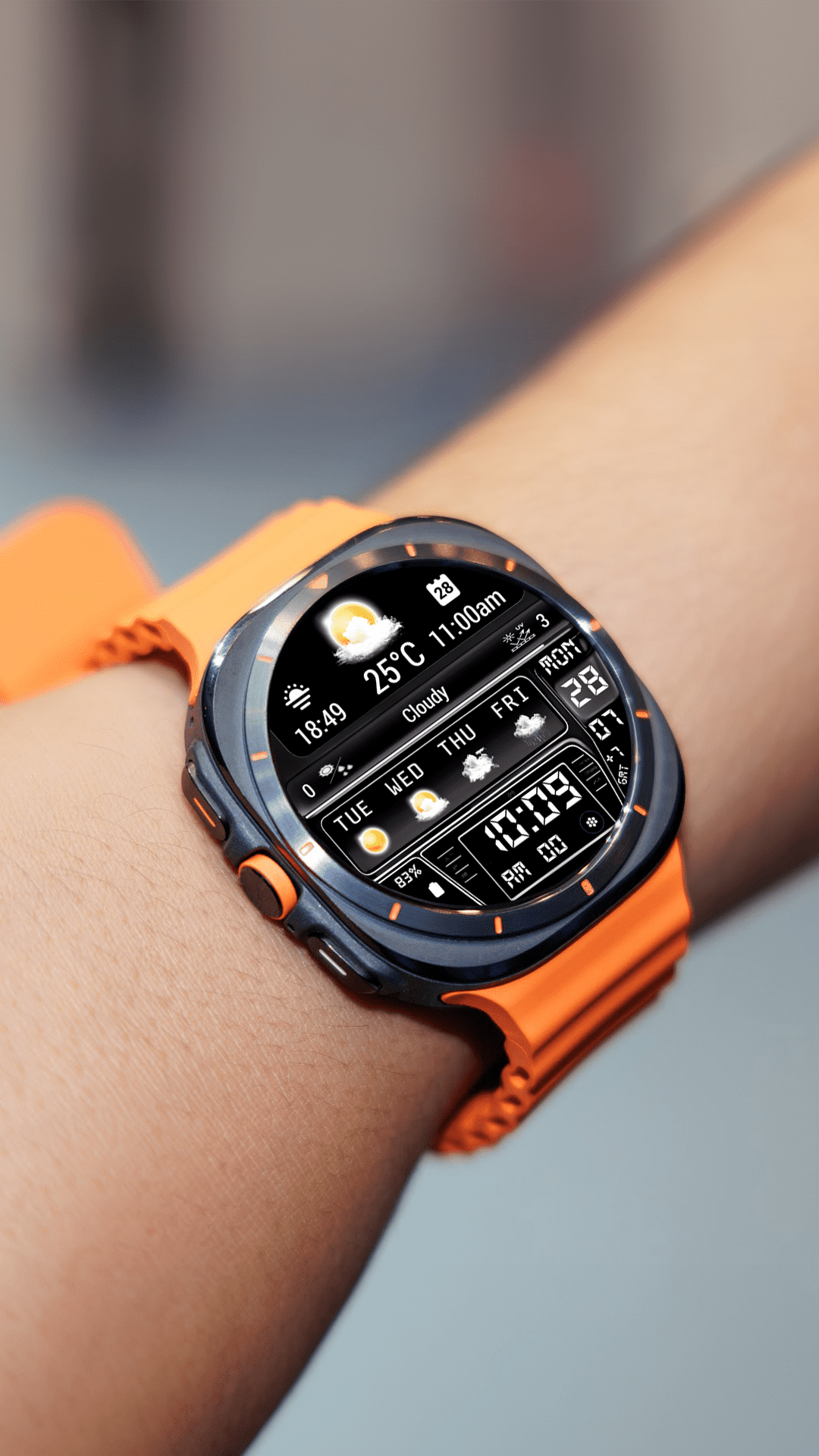 Samsung Galaxy Watch faces - N-SPORT 755 Real-time Weather Luxury Digital Watch Face for Samsung & Wear OS