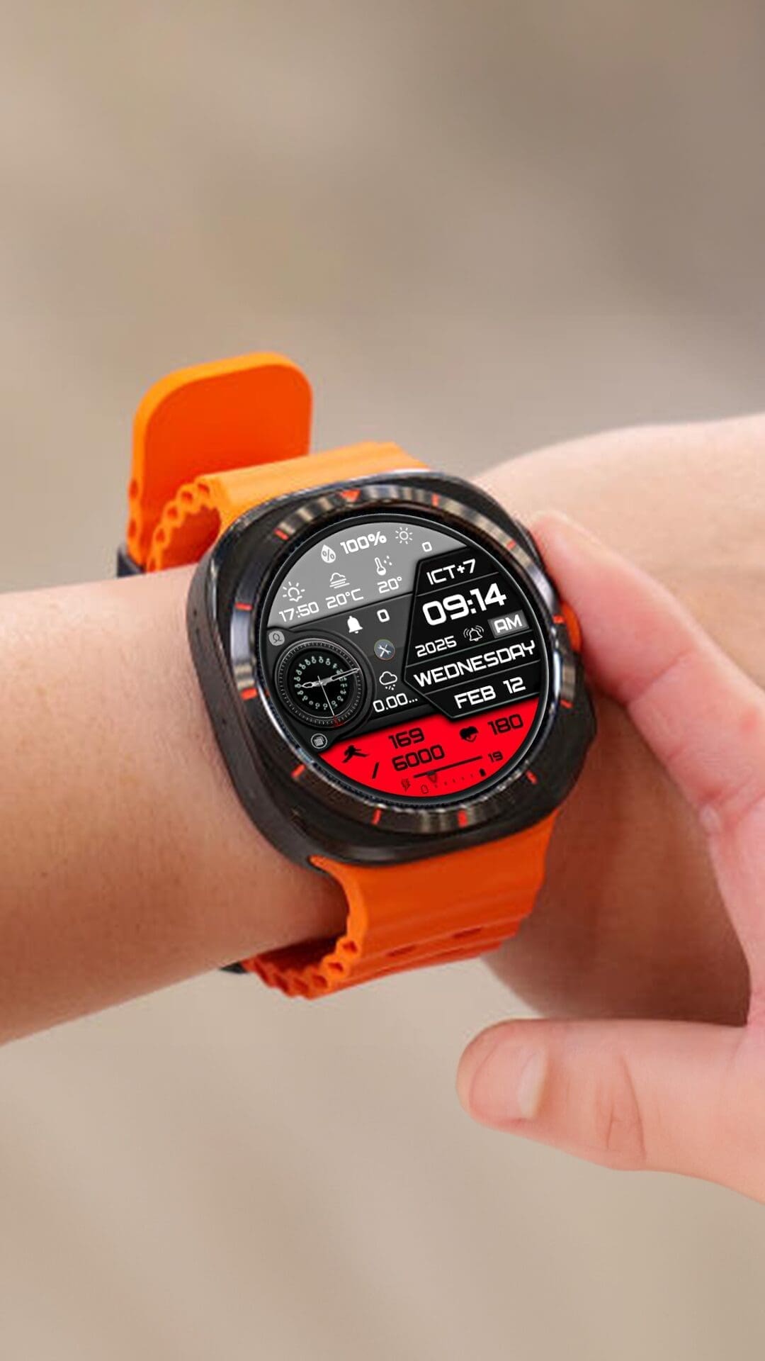 Samsung Watch Ultra face - N-SPORT 728 Luxury Hybrid Watch Face for Samsung & Wear OS