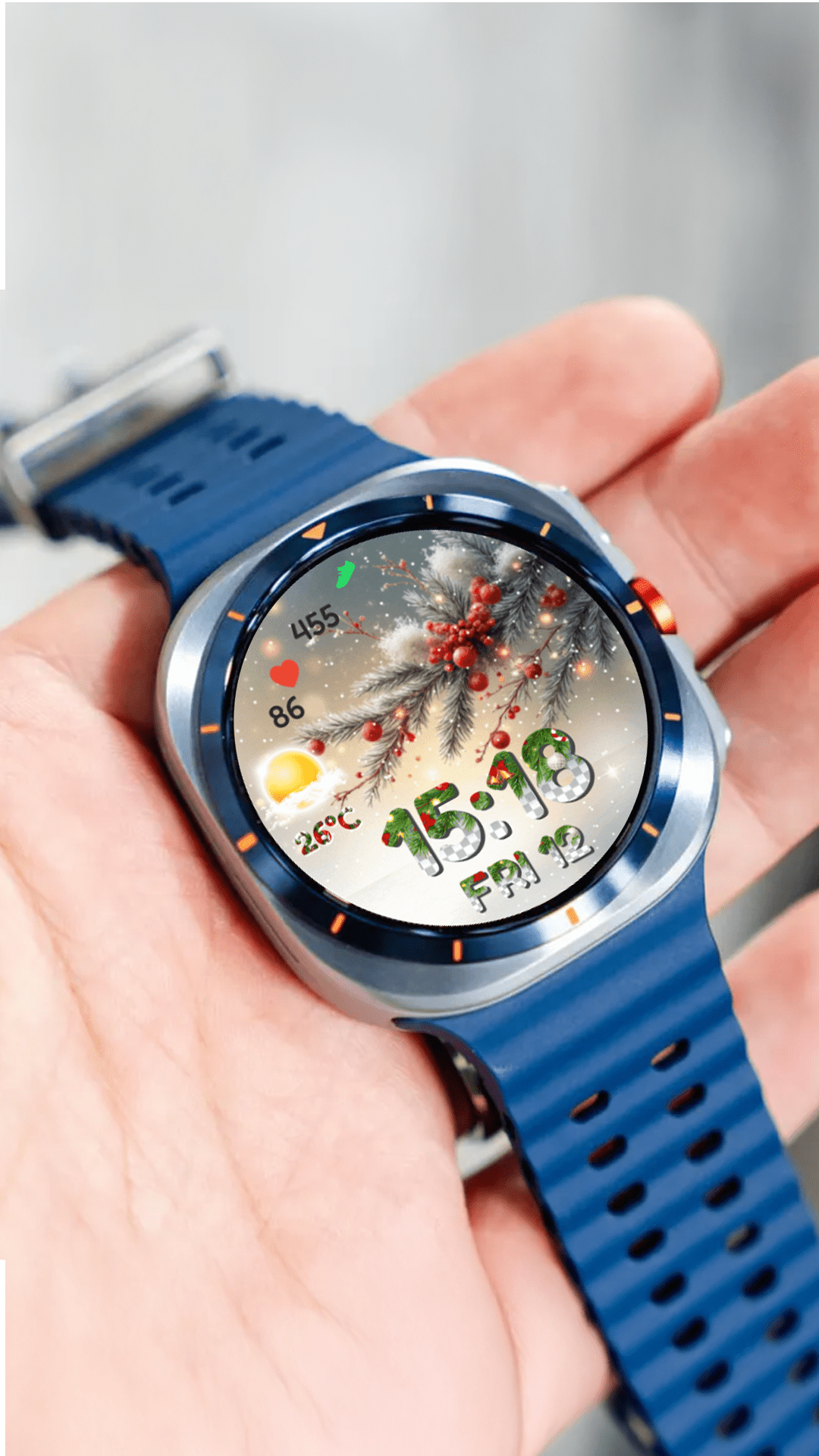 Samsung Watch Ultra face - N-SPORT 777 Christmas Seasonal Real-time Weather Luxury Digital Watch Face for Samsung & Wear OS