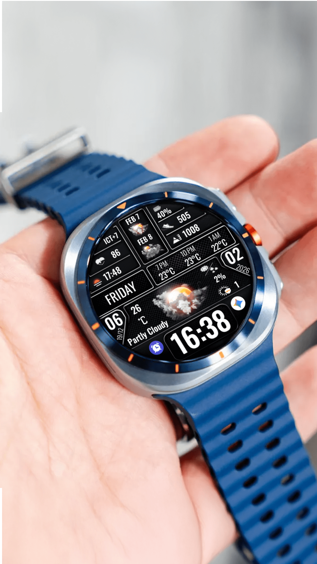 Samsung Galaxy Watch faces - N-SPORT 753 Real-time Weather Luxury Lunar Calendar Digital Watch Face for Samsung & Wear OS