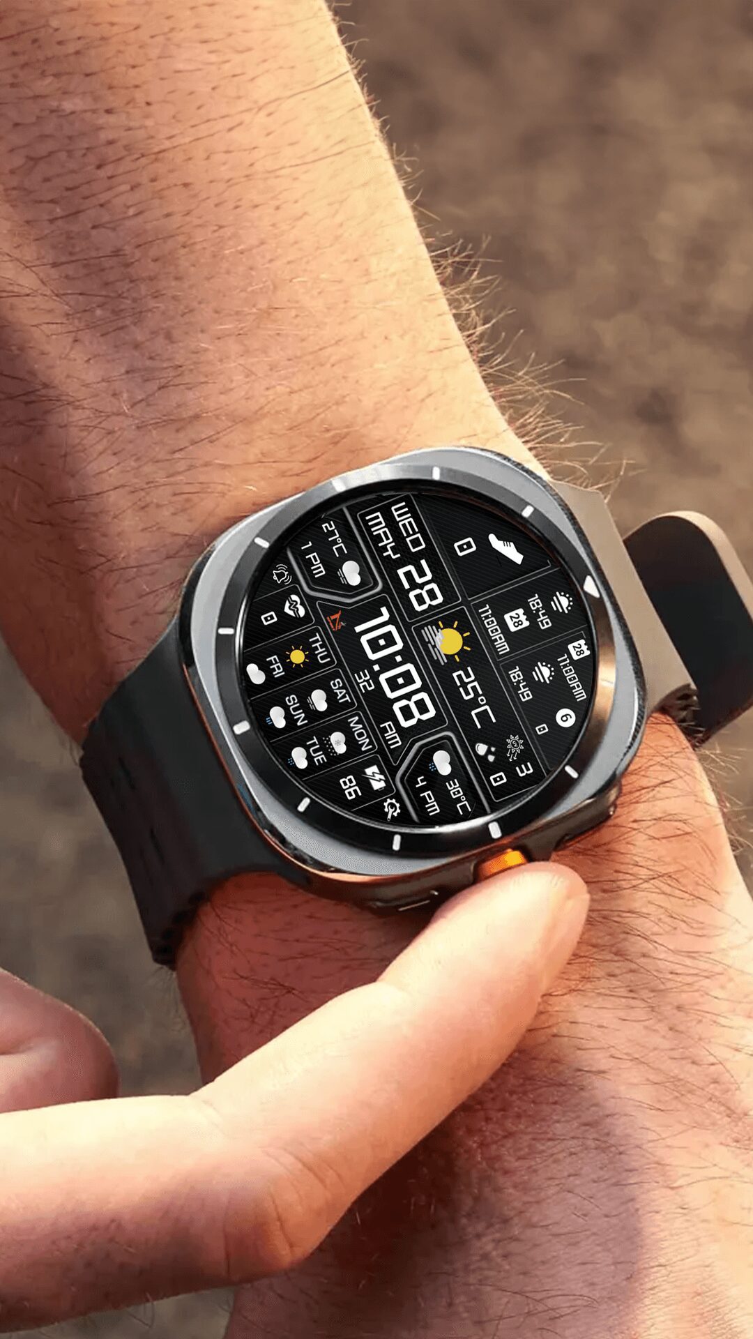 Samsung Galaxy Watch faces - N-SPORT 745 Real-time Weather Luxury Digital Watch Face for Samsung & Wear OS