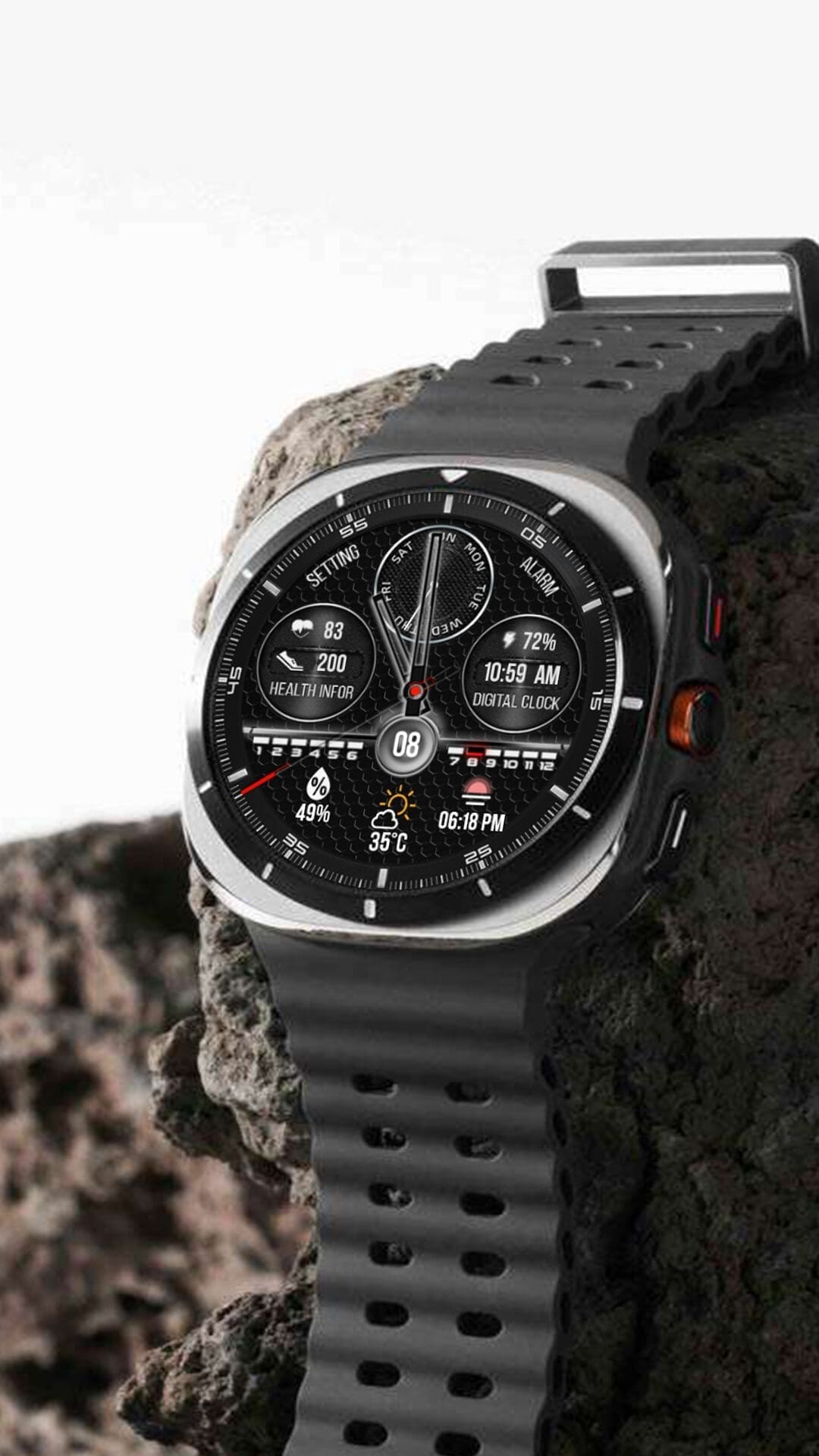 Samsung Galaxy Watch faces - N-SPORT 655 Real-time Weather Luxury Hybrid Watch Face for Samsung & Wear OS