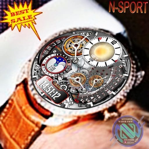 Samsung Galaxy Watch faces - [TizenOS][N-SPORT227] WEATHER SUPER MECHANICAL MOONPHASE DUALCLOCK
