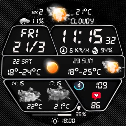 Samsung Watch Ultra face - N-SPORT 735 Real-time Weather Luxury Digital Watch Face for Samsung & Wear OS