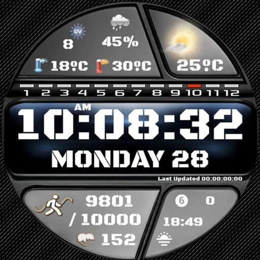 Samsung Watch Ultra face - N-SPORT 704 Real-time Weather Digital Watch Face for Samsung & Wear OS