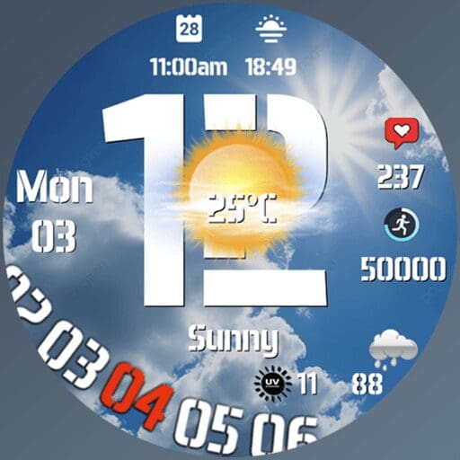 Samsung Watch Ultra face - N-SPORT 730 Real-time Weather Classic Analog Watch Face for Samsung & Wear OS