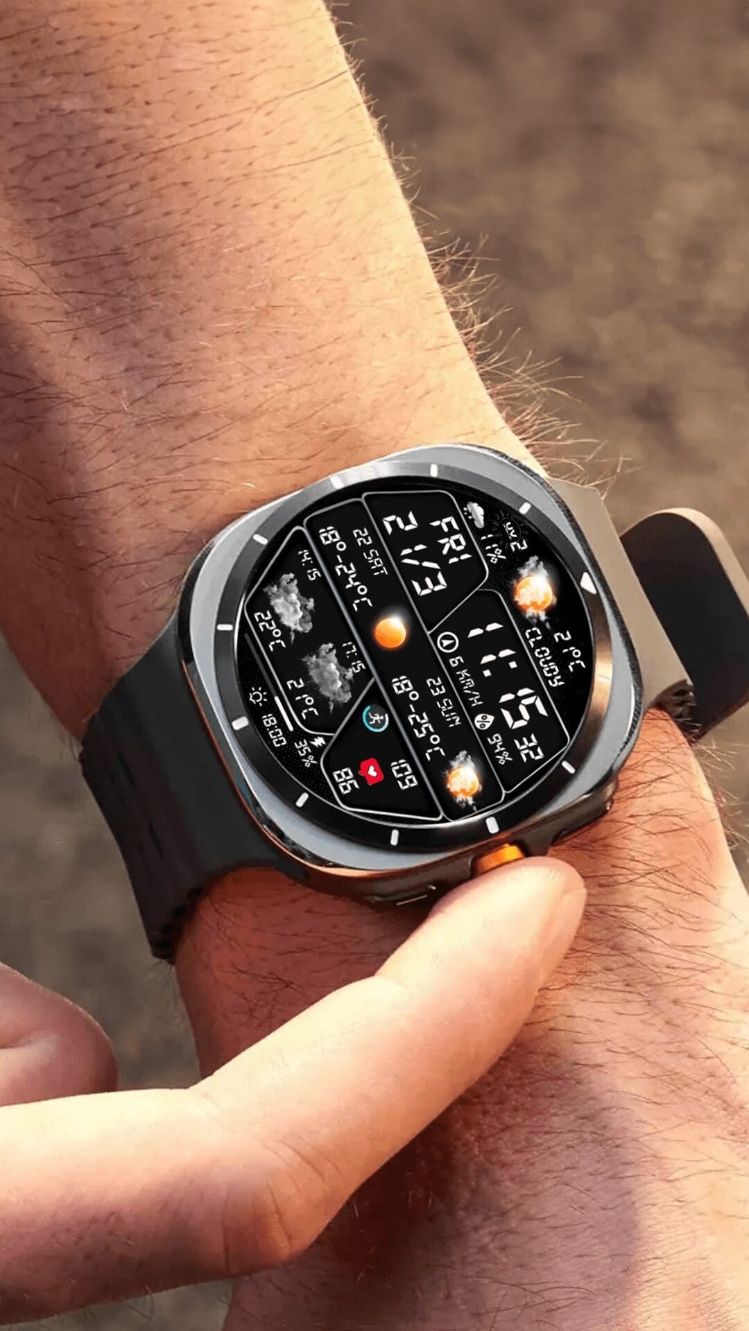 Samsung Watch Ultra face - N-SPORT 735 Real-time Weather Luxury Digital Watch Face for Samsung & Wear OS