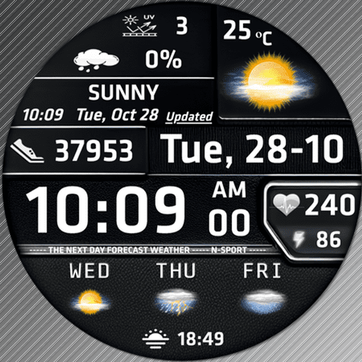 Samsung Watch Ultra face - N-SPORT 769 Holiday Seasonal Real-time Weather Luxury Digital Watch Face for Samsung & Wear OS