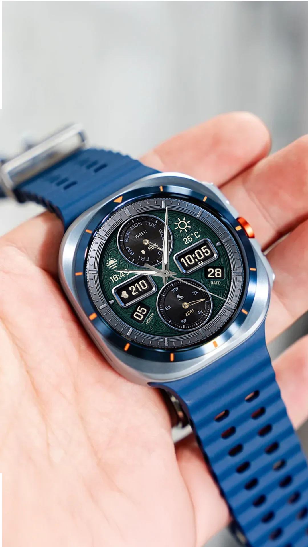 N-SPORT 788 hybrid watch face on Galaxy Watch with weather icons